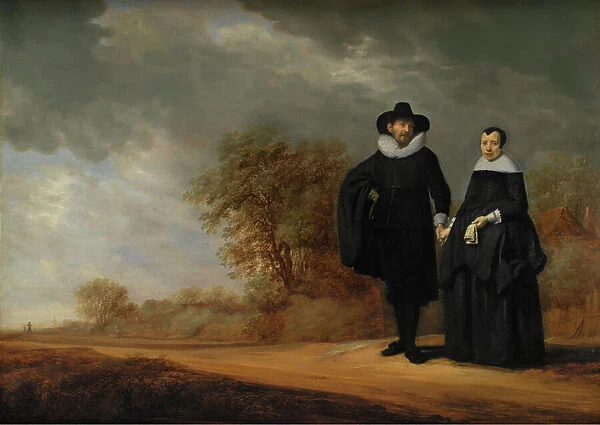 Burgomaster Cornelis Damasz. van der Gracht and his Wife, Jopken Jacobs, in a Landscape, 1635-1639. Creators: Gerard Donck, Simon Kick, Frans de Hulst