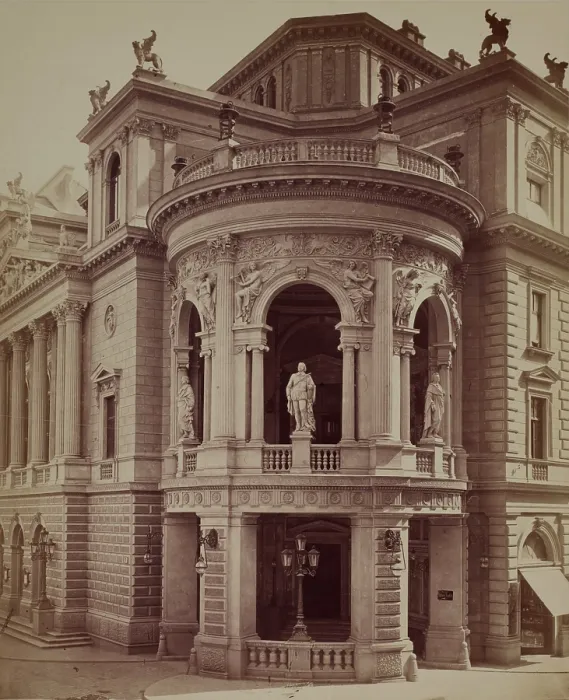 Framed Print : Burgtheater - fragment of the facade, Vienna, around 1890. Creator: Ludwig Niernberger Framed Print : Burgtheater - fragment of the facade, Vienna, around 1890. Creator: Ludwig Niernberger