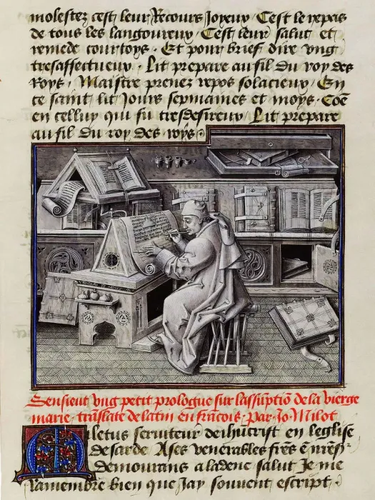 Framed Print : Burgundian scribe (Portrait of Jean Mielot, secretary, author and translator Framed Print : Burgundian scribe (Portrait of Jean Mielot, secretary, author and translator