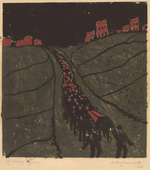 Framed Print : The Burial (Begrabnis), 1916. Creator: Walter Gramatté Framed Print : The Burial (Begrabnis), 1916. Creator: Walter Gramatté