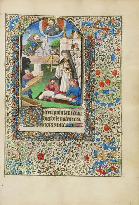 Framed Print : A Burial; Book of Hours, about 1440-1450. Creator: Workshop of the Bedford Master Framed Print : A Burial; Book of Hours, about 1440-1450. Creator: Workshop of the Bedford Master