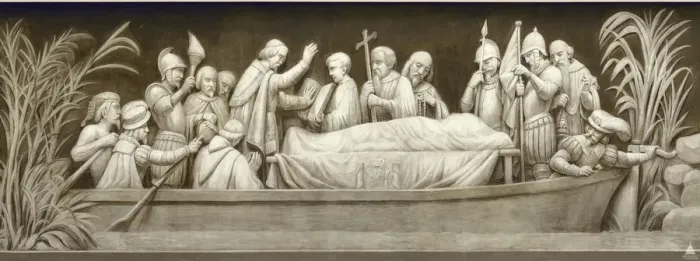 Framed Print : Burial of Hernando De Soto (The frieze in the Rotunda of the United States Capitol), 1860-1873. Artist: Brumidi, Constantino (1805-1880) Framed Print : Burial of Hernando De Soto (The frieze in the Rotunda of the United States Capitol), 1860-1873. Artist: Brumidi, Constantino (1805-1880)