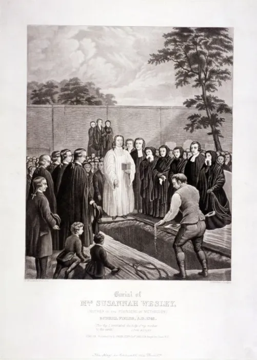Framed Print : The burial of John Wesleys mother in Bunhill Fields, Finsbury, London, 1866. Artist Framed Print : The burial of John Wesleys mother in Bunhill Fields, Finsbury, London, 1866. Artist