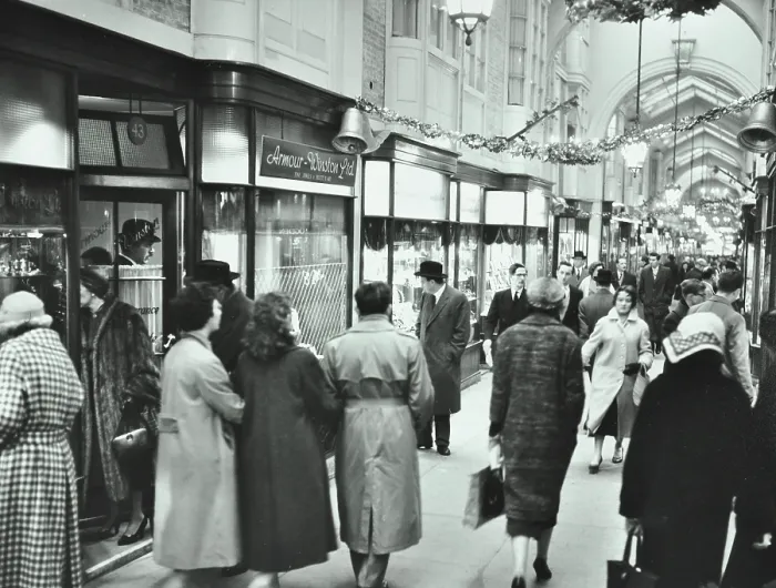 Framed Print : Burlington Arcade in Burlington Gardens, Westminster, London, 1960. Creator: Unknown Framed Print : Burlington Arcade in Burlington Gardens, Westminster, London, 1960. Creator: Unknown