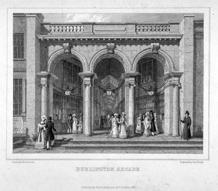 Framed Print : Burlington Arcade, Westminster, London, 1825. Artist: Charles Heath Framed Print : Burlington Arcade, Westminster, London, 1825. Artist: Charles Heath