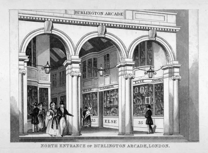 Framed Print : Burlington Arcade, Westminster, London, c1825 Framed Print : Burlington Arcade, Westminster, London, c1825