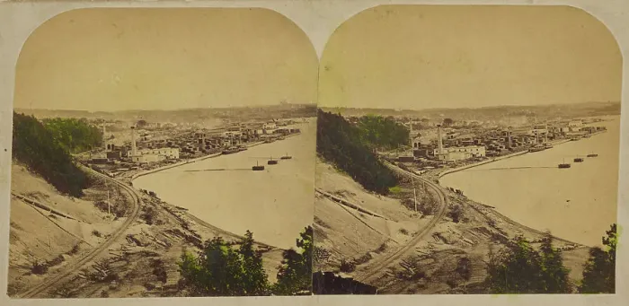 Framed Print : Burlington, Vermont Docks, about 1865. Creator: Guy B. Davis