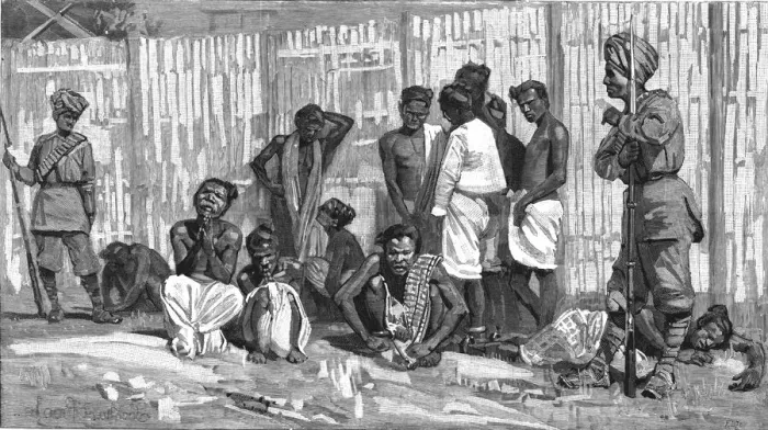Framed Print : Burma- Dacoits in jail at Mandalay, 1888. Creator: Unknown Framed Print : Burma- Dacoits in jail at Mandalay, 1888. Creator: Unknown