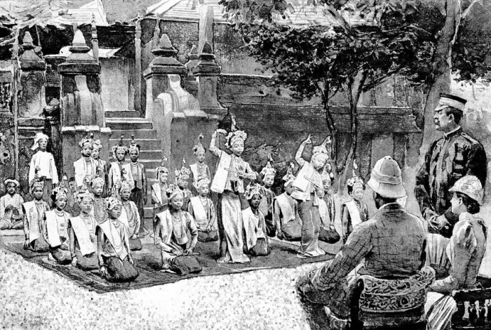 Framed Print : A Burmese Ballet; Performed before H. R. H. Prince Albert Victor, 1890. Creator: Unknown