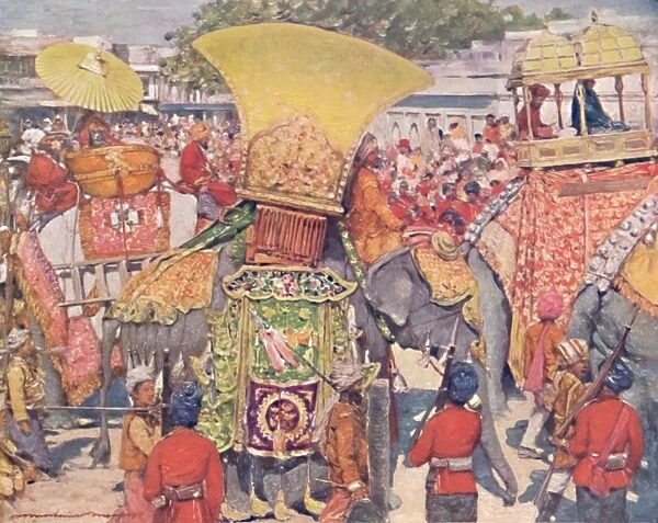 Burmese Elephants at the State Entry, 1903. Artist: Mortimer L Menpes