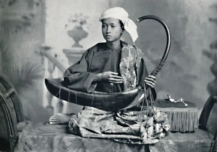 Framed Print : Burmese harp player, 1902 Framed Print : Burmese harp player, 1902