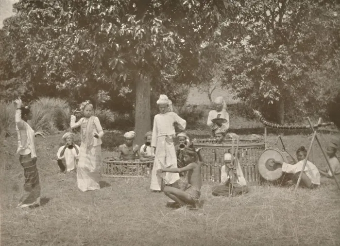 Framed Print : Burmese Musicians and Pwe Dancers, 1900. Creator: Unknown Framed Print : Burmese Musicians and Pwe Dancers, 1900. Creator: Unknown