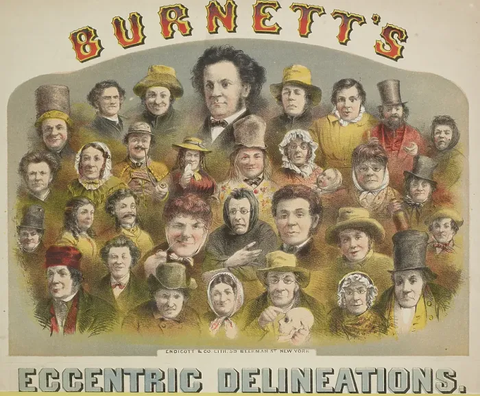 Framed Print : Burnett's Eccentric Delineations, 1874. Creator: Unknown. Burnett's Eccentric Delineations, 1874. Creator: Unknown Framed Print : Burnett's Eccentric Delineations, 1874. Creator: Unknown. Burnett's Eccentric Delineations, 1874. Creator: Unknown