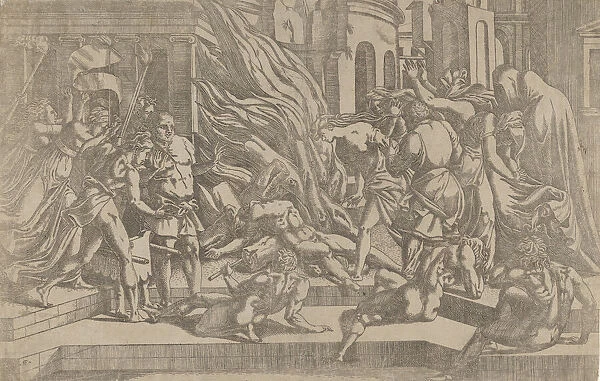 Burning of a corpse, 1540-45. Creator: Antonio Fantuzzi