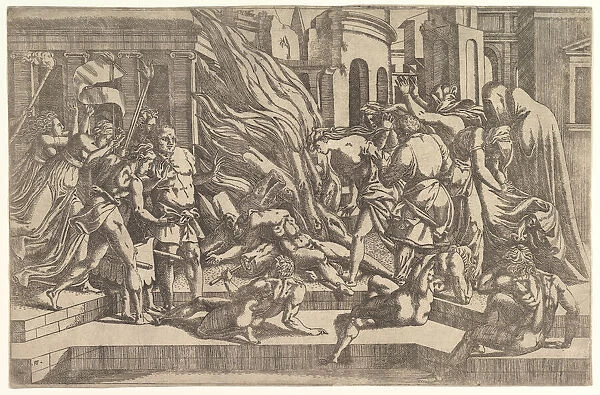 Burning of a corpse, ca. 1543. Creator: Antonio Fantuzzi