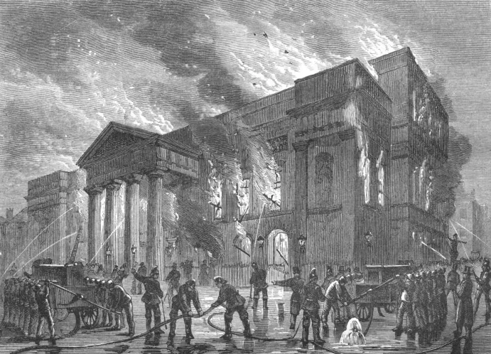 Framed Print : Burning of Covent Garden Theatre, 1856 (1897) Framed Print : Burning of Covent Garden Theatre, 1856 (1897)