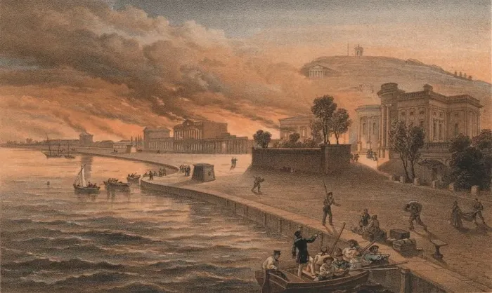 Framed Print : Burning of the Government Buildings at Kertch, 9th June 1855, 1856. Artist: Thomas Picken Framed Print : Burning of the Government Buildings at Kertch, 9th June 1855, 1856. Artist: Thomas Picken