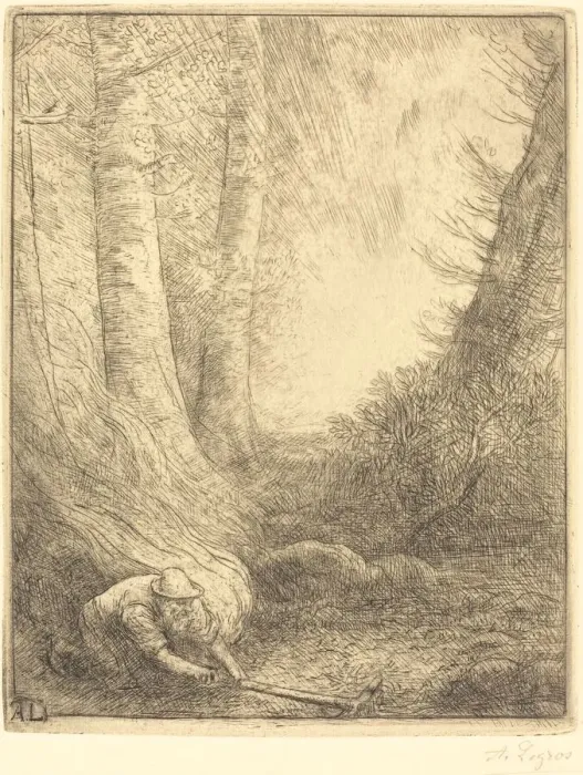 Framed Print : Burning the Grasses (Le bruleur d herbes). Creator: Alphonse Legros Framed Print : Burning the Grasses (Le bruleur d herbes). Creator: Alphonse Legros