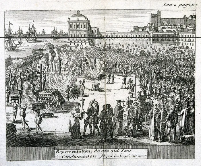 Framed Print : Burning of heretics sentenced by the Inquisition, 1759 Framed Print : Burning of heretics sentenced by the Inquisition, 1759