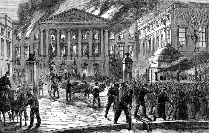 Framed Print : Burning of the House of Representatives at Brussels, 1883. Creator: Unknown Framed Print : Burning of the House of Representatives at Brussels, 1883. Creator: Unknown