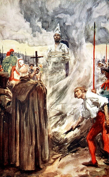 The burning of John Huss, 6 July 1415 (1913). Artist: Arthur C Michael