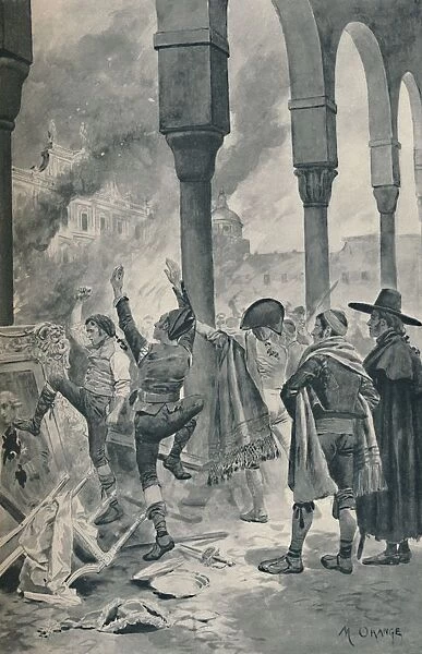 The Burning of a Palace of Godoy By The Populace at Madrid, 1896