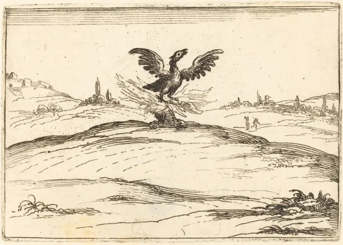 Framed Print : Burning Phoenix, 1628. Creator: Jacques Callot Framed Print : Burning Phoenix, 1628. Creator: Jacques Callot