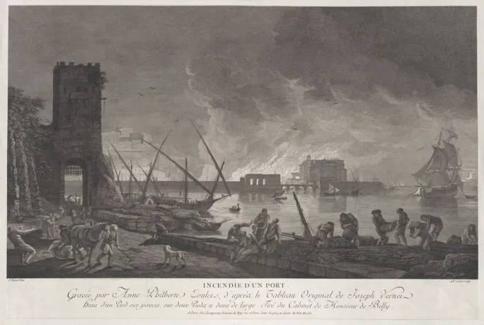 Framed Print : Burning of a Port, ca. 1760-80. Creator: Anne Philiberte Coulet Framed Print : Burning of a Port, ca. 1760-80. Creator: Anne Philiberte Coulet