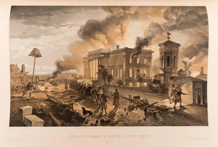 Framed Print : The burning of the Public Library and the Tower of the Winds in Sevastopol, 1855-1856 Framed Print : The burning of the Public Library and the Tower of the Winds in Sevastopol, 1855-1856