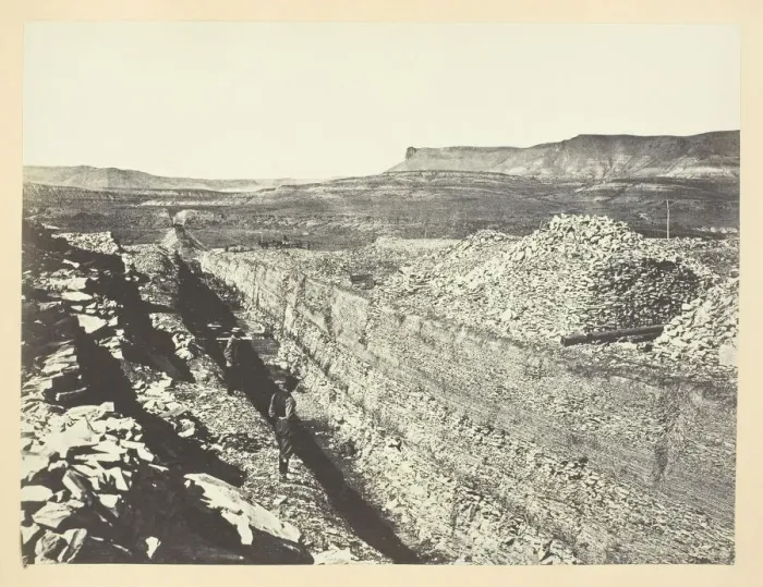 Framed Print : Burning Rock Cut, Green River Valley, 1868 / 69. Creator: Andrew Joseph Russell Framed Print : Burning Rock Cut, Green River Valley, 1868 / 69. Creator: Andrew Joseph Russell