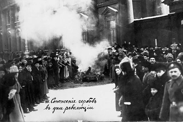 Burning Romanov Coats of Arms in Petrograd. May 1, 1917, 1917