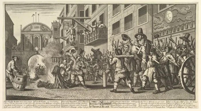 Framed Print : Burning the Rumps at Temple Bar (Twelve Large Illustrations for Samuel Butlers Hudibra Framed Print : Burning the Rumps at Temple Bar (Twelve Large Illustrations for Samuel Butlers Hudibra