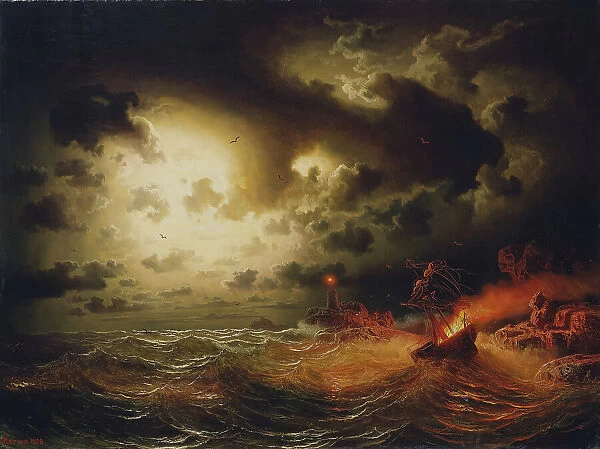 Burning Steamer, 1858. Creator: Markus Larsson