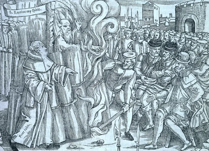 Framed Print : The burning of Thomas Cranmer, Archbishop of Canterbury, 1563. Creator: Unknown Framed Print : The burning of Thomas Cranmer, Archbishop of Canterbury, 1563. Creator: Unknown