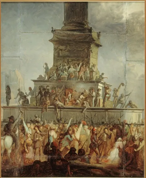 Framed Print : Burning the throne of Louis-Philippe, place de la Bastille, February 24, 1848. Creator: Unknown Framed Print : Burning the throne of Louis-Philippe, place de la Bastille, February 24, 1848. Creator: Unknown