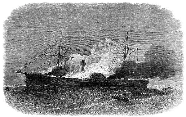 Burning of the United States mail-steamer Roanoke, off St. George's, Bermuda... 1864. Creator: Smyth