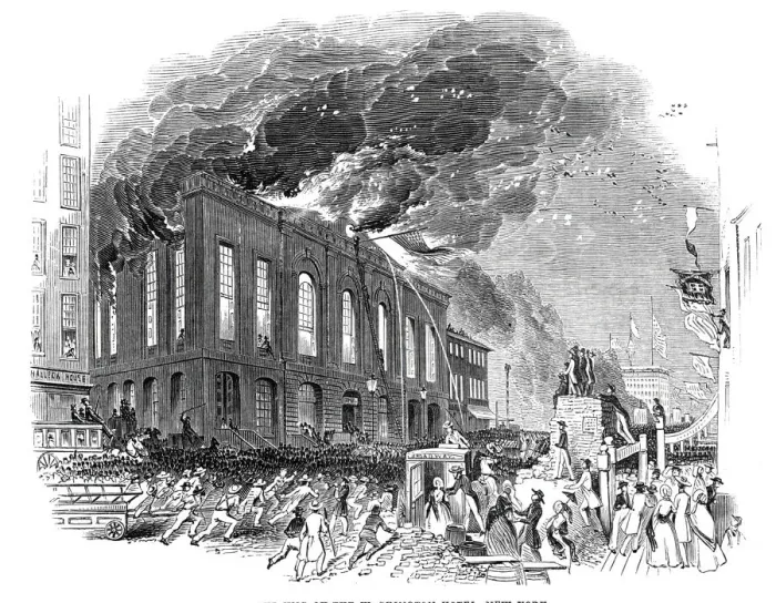 Framed Print : Burning of the Washington Hotel, New York, 1844. Creator: Unknown Framed Print : Burning of the Washington Hotel, New York, 1844. Creator: Unknown