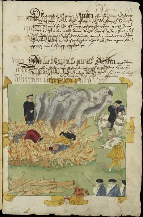 Framed Print : The Burning of three witches in Baden on November 4, 1585 Framed Print : The Burning of three witches in Baden on November 4, 1585