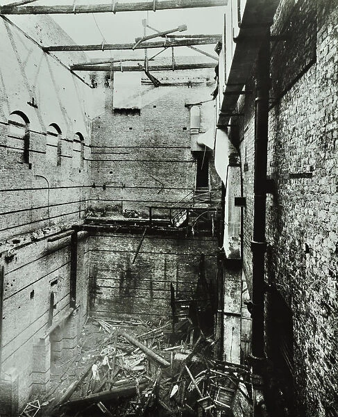 Burnt-out interior of the Drury Lane Theatre, Covent Garden, London, 1908
