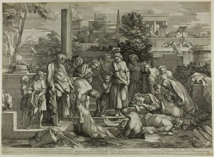 Framed Print : To Bury the Dead, from The Works of Mercy, 1656–57. Creator: Sébastien Bourdon Framed Print : To Bury the Dead, from The Works of Mercy, 1656–57. Creator: Sébastien Bourdon