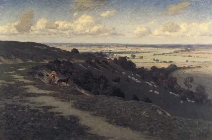 Framed Print : Bury Hill and Village with a View of the North Downs, c1879-1919. Artist: Jose Weiss Framed Print : Bury Hill and Village with a View of the North Downs, c1879-1919. Artist: Jose Weiss