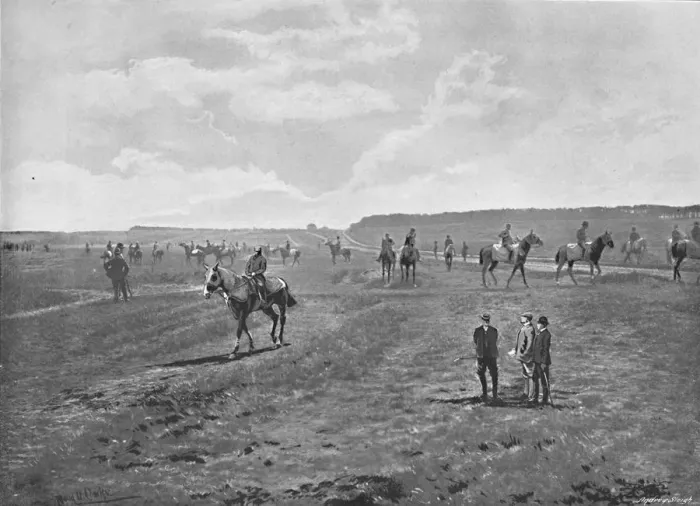 Framed Print : Bury Hills, Newmarket, c1896. Artist: HR Sherborn Framed Print : Bury Hills, Newmarket, c1896. Artist: HR Sherborn