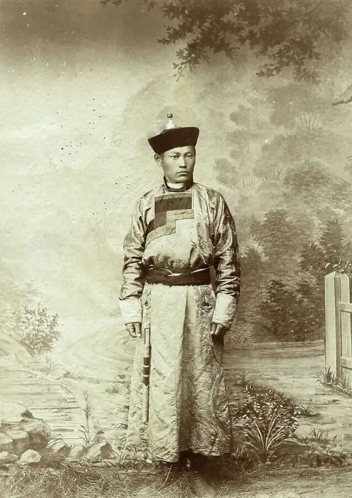 Framed Print : Buryat in national festive costume, 1895-1939. Creator: L Veniukov Framed Print : Buryat in national festive costume, 1895-1939. Creator: L Veniukov