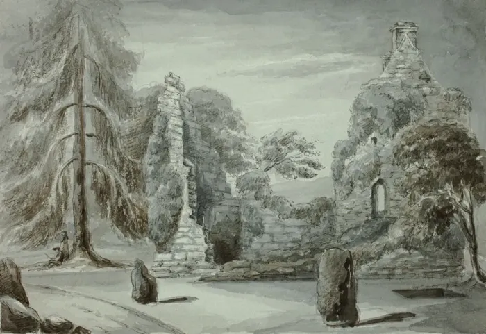 Framed Print : Burying Place, Finlarig, October 1836. Creator: Elizabeth Murray Framed Print : Burying Place, Finlarig, October 1836. Creator: Elizabeth Murray