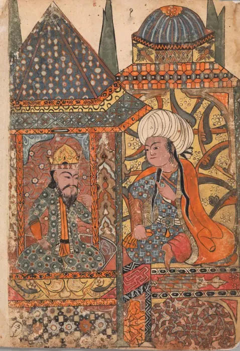 Framed Print : Burzuyeh is Summoned by Nushirvan on his Return from India, Folio from a Kalila Framed Print : Burzuyeh is Summoned by Nushirvan on his Return from India, Folio from a Kalila