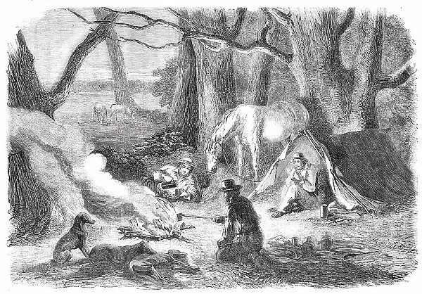 Bushing It - Camped for the Night, 1850. Creator: Unknown