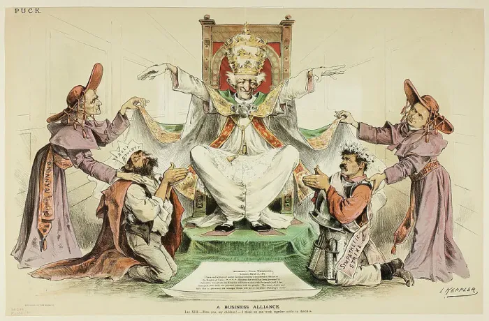 Framed Print : A Business Alliance, 1887. Creator: Joseph Keppler Framed Print : A Business Alliance, 1887. Creator: Joseph Keppler