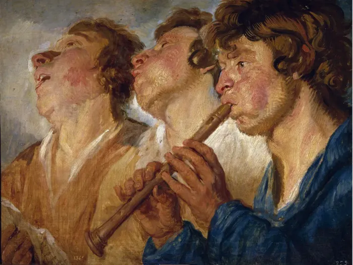 Framed Print : Three Buskers. Artist: Jordaens, Jacob (1593-1678) Framed Print : Three Buskers. Artist: Jordaens, Jacob (1593-1678)