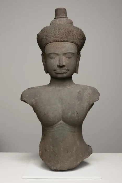 Framed Print : Bust of a Female Deity (Devi), Angkor period, 10th / 11th century. Creator: Unknown Framed Print : Bust of a Female Deity (Devi), Angkor period, 10th / 11th century. Creator: Unknown