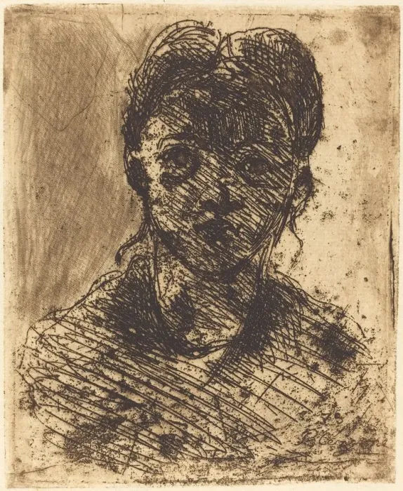 Framed Print : Bust of a Girl, 1873. Creator: Paul Cezanne Framed Print : Bust of a Girl, 1873. Creator: Paul Cezanne